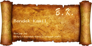Bendek Kamil névjegykártya